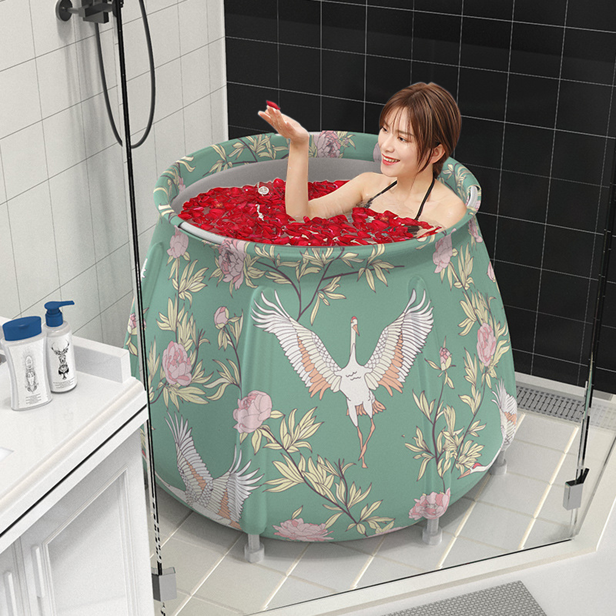 6 Layers Thicken Portable Folding Bathtub Water Tub Indoor Outdoor Room Adult Spa Bath Bucket 2