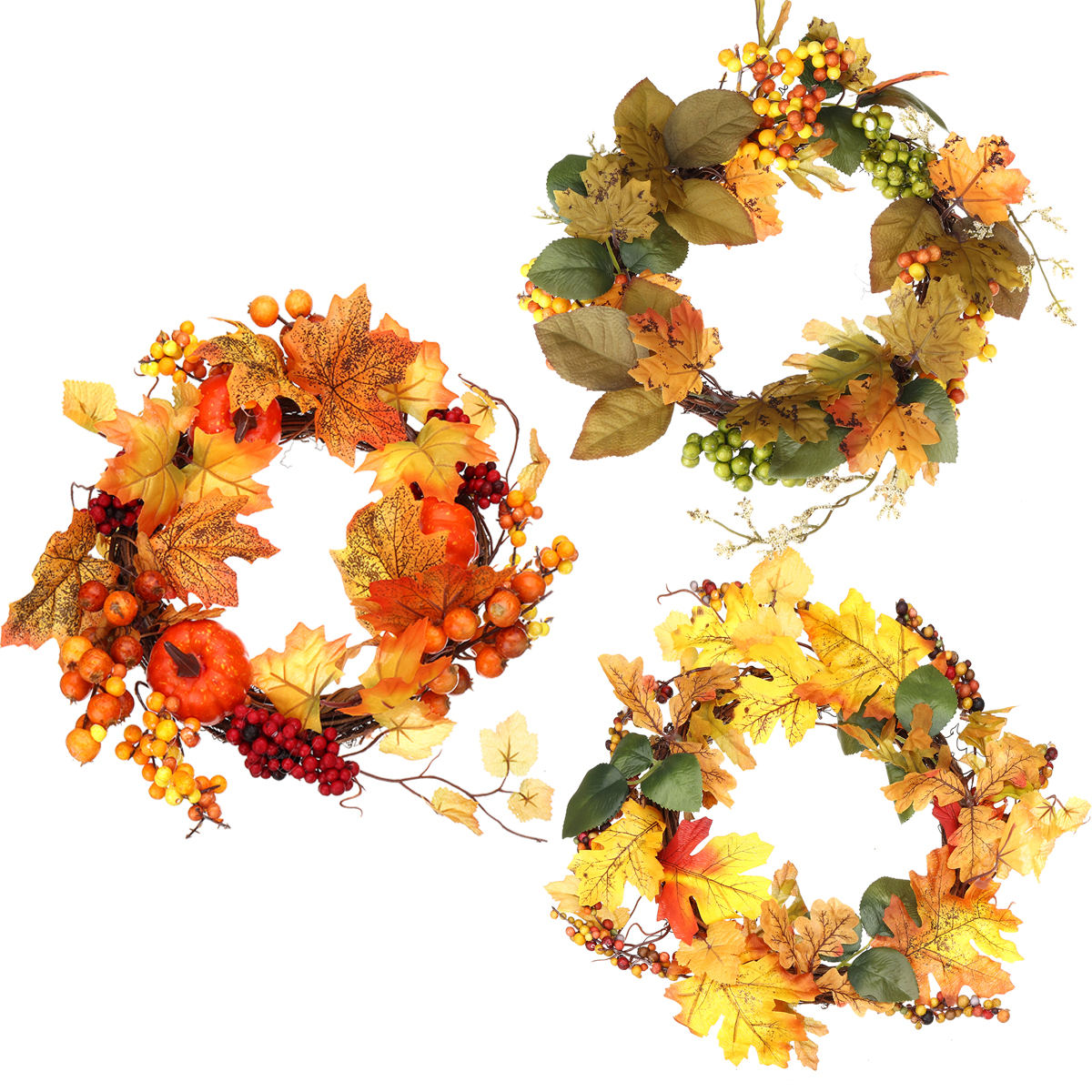 

Thanksgiving Fall Harvest Wreath Maple Leaf Leaves Wreath Garland with Light Strip Home Decorations