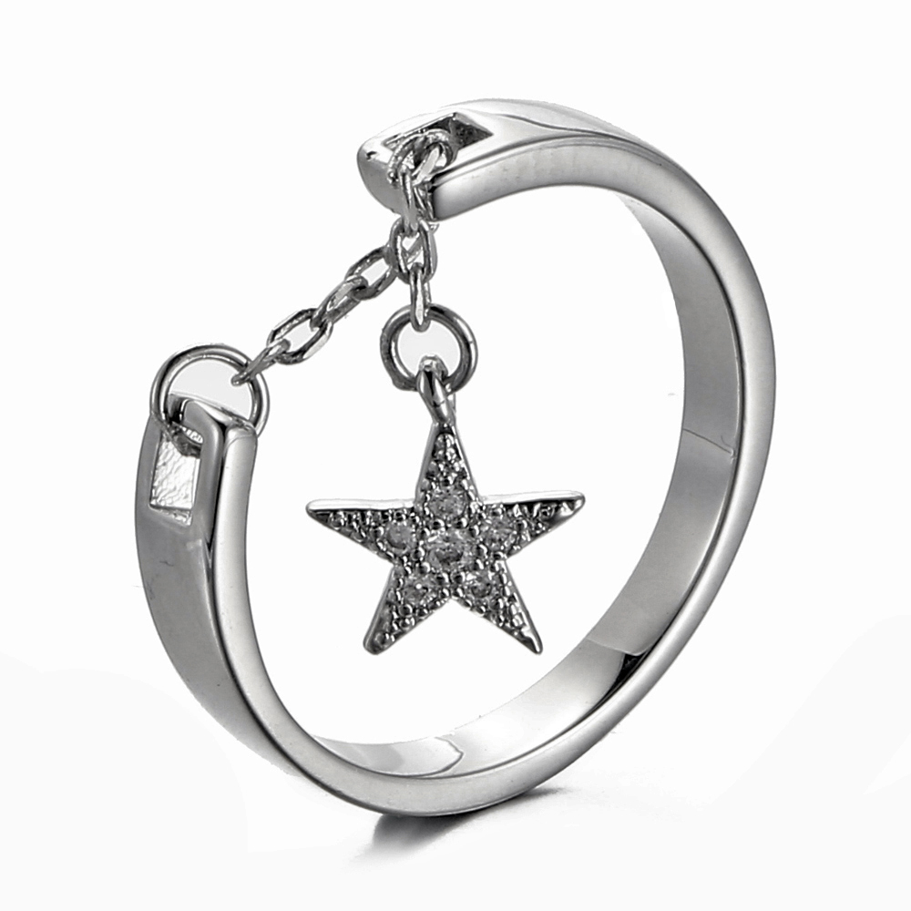 

JASSY® 925 Sterling Серебряный Star Шарм Регулируемое кольцо
