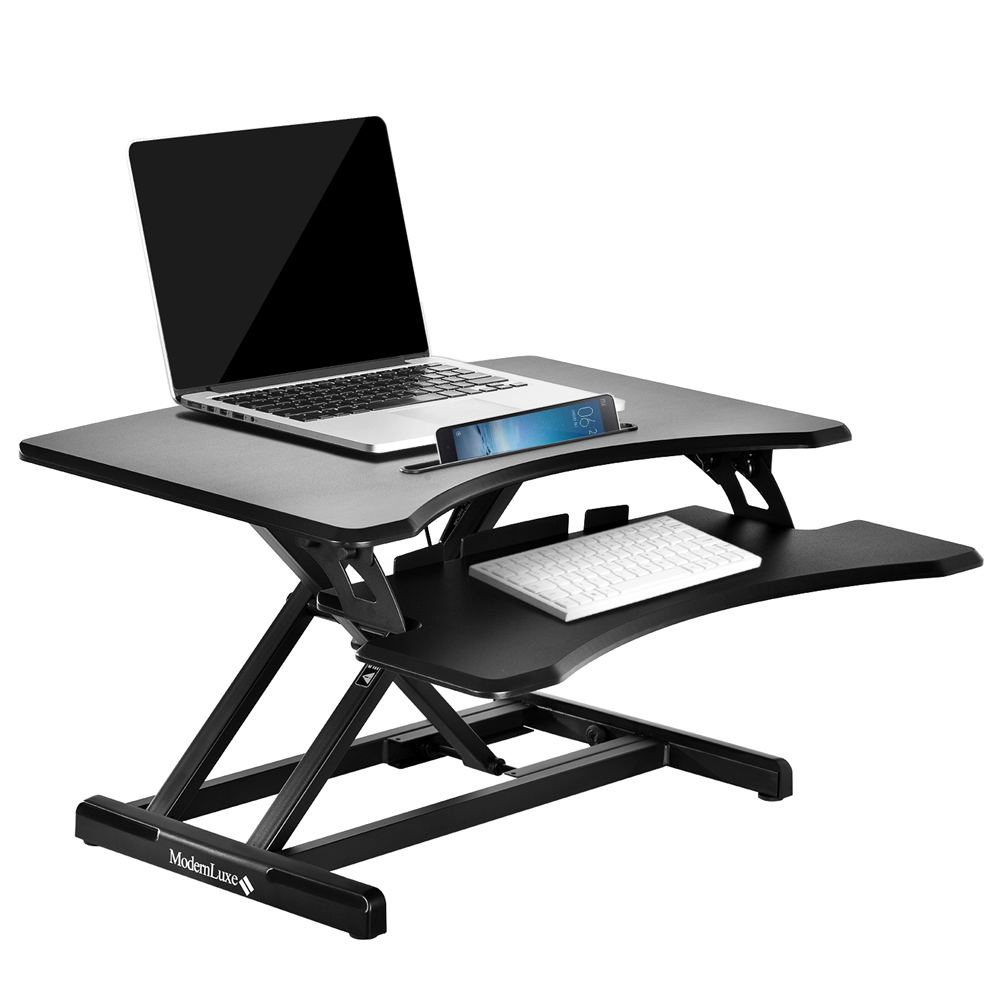 

ModernLuxe Office Sit-Stand Desk Height Adjustable Standing Desk Desktop PC Computer Workstation Laptop Desk with Keyboard Tray