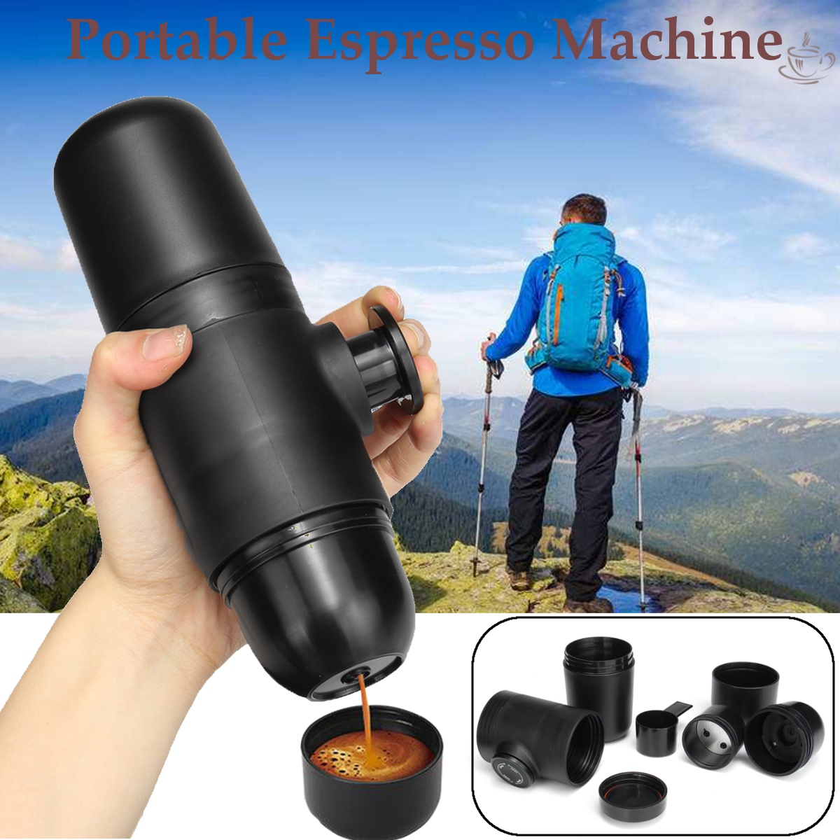 Mini Portable Espresso Machine Bar Hand Press Pump Americano Coffee Maker Cup Coffee Capsule Cup 1