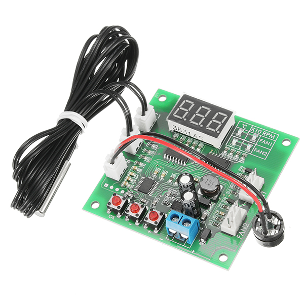 

ZHIYU® DC 12V 24V 48V 2 Way Cooling PWM 4 Wire Fan Temperature Controller With Temperature Speed Display And Alarm Function