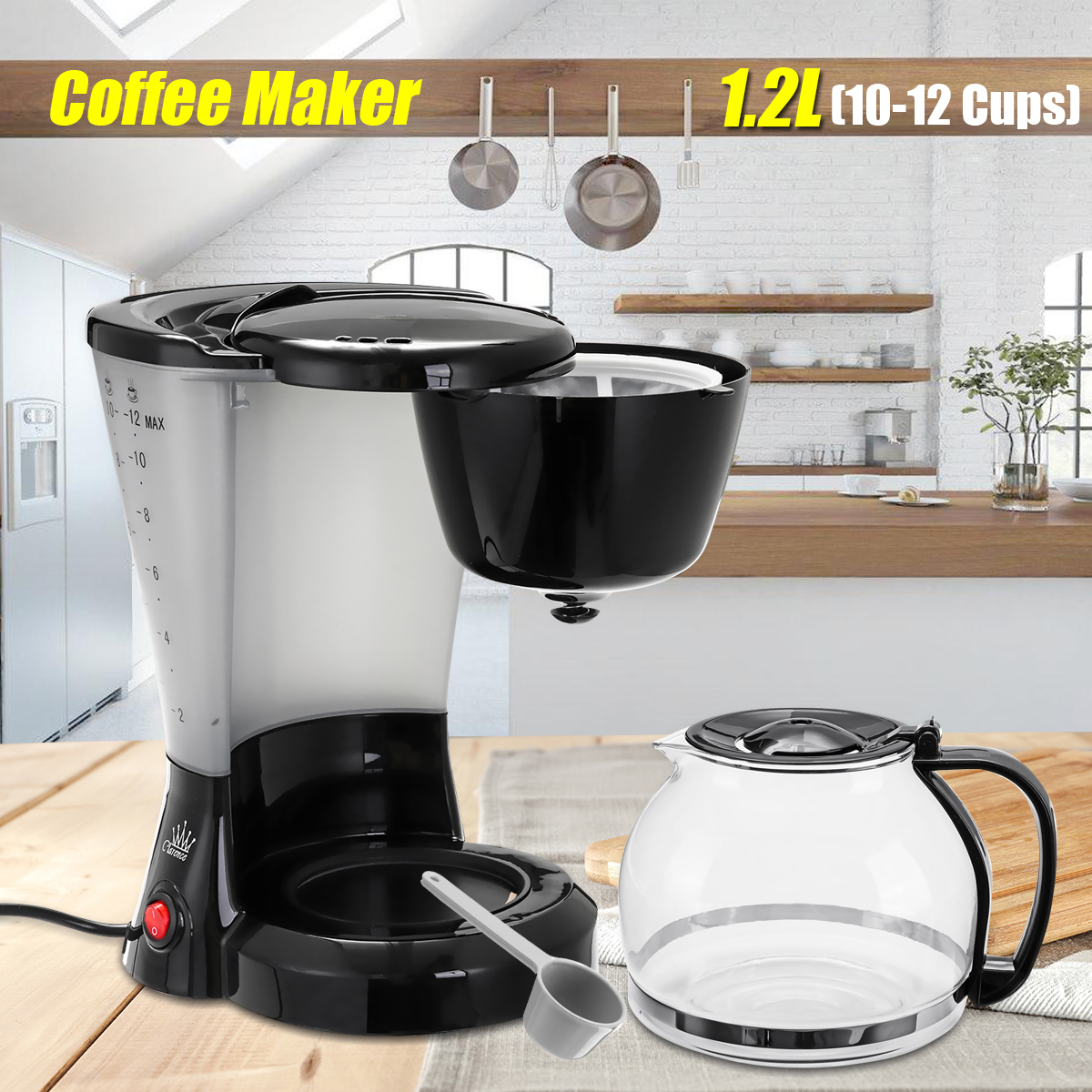 1.2L Electric Drip Coffee Tea Espresso Maker Automatic Filter Machine 10-12 Cups Coffee Machine 73