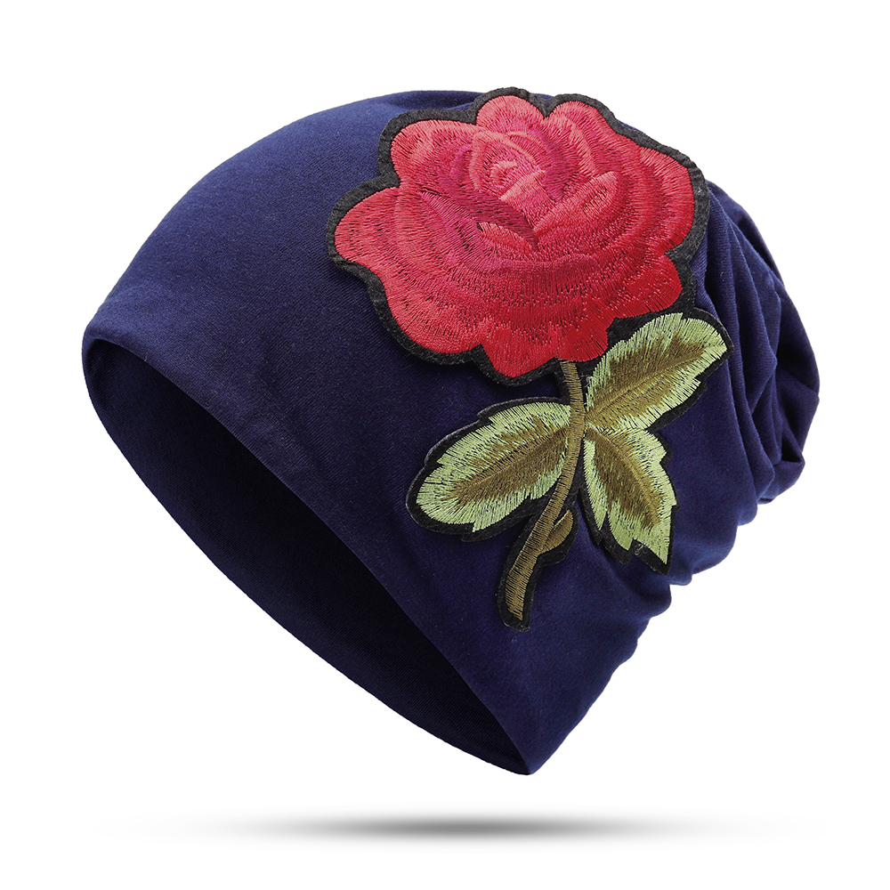 

Women Floral Ethnic Embroidery Beanie Hat Skullcap Caps