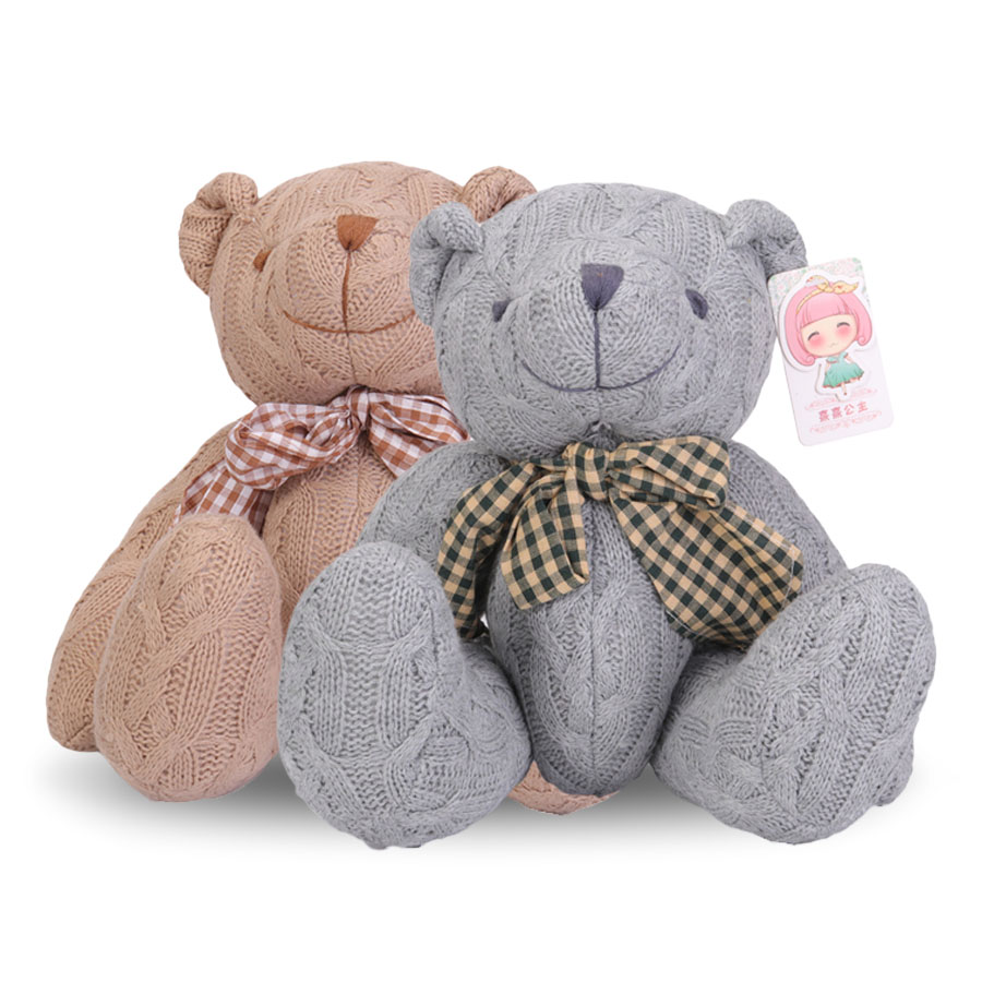 

14 Inch Teddy Bear Stuffed Animal Knitting Plush Toy Doll Adjustable Joint for Kids Baby Christmas Birthday Gifts