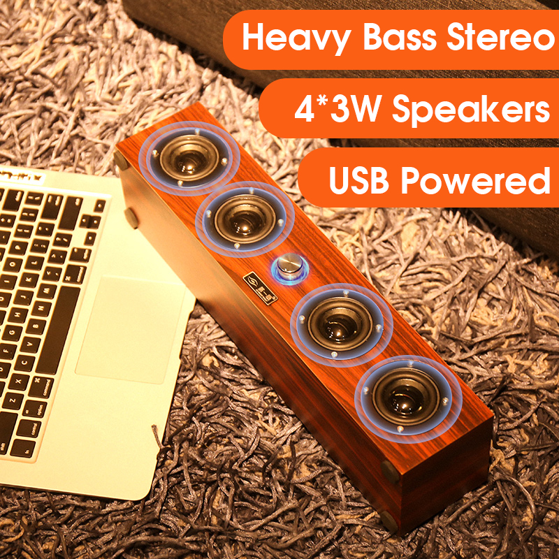Color : Black, Size : 133x71x75mm Speakers 12W 4 Units Bluetooth Speaker USB Powered Subwoofer for Laptop Phone Tablet with Powerful Bass Louder Volume