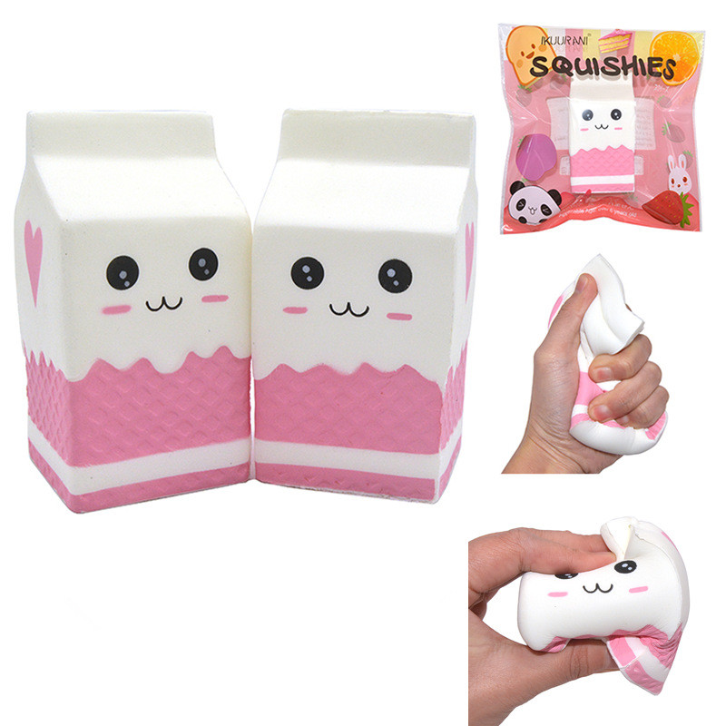 

IKUURANI Squishy Jumbo Pink Milk Bottle Box 11.5*6cm Slow Rising With Packaging Collection Gift Soft Toy