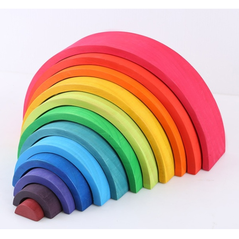 Details about   12 pcs Wooden Rainbow Stacker Nesting Puzzle Blocks Montessori Creativity Toy 