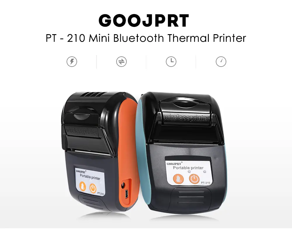GOOJPRT PT-210 58MM Wireless Portable Bluetooth Thermal Receipt Printer Machine