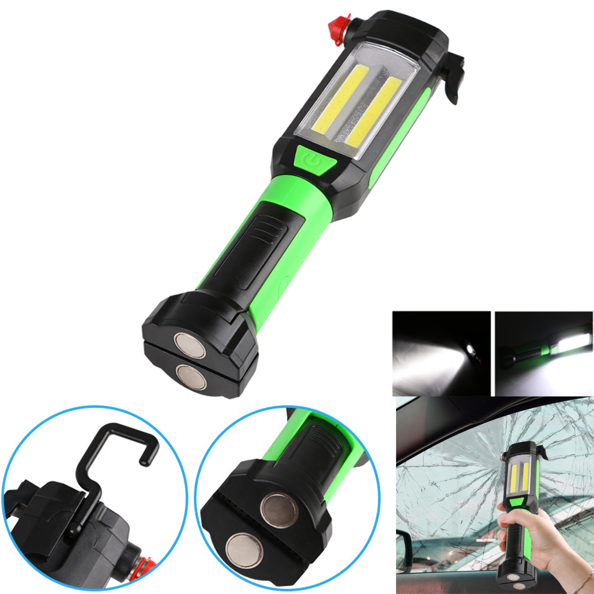 

XANES LF31 2COB+LED Portable Flashlight Work Light with Tactical Head Hidden Knife Magnetic Tail Hanging Clip Hook