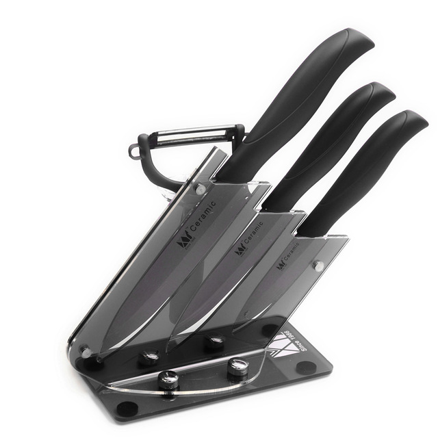 

XYj марка Home Cooking Набор Подарочный набор 3,4,5 дюйма Керамический Нож Антипригарные кухонные ножи + Peeler + Black Acrylic Knife Stand