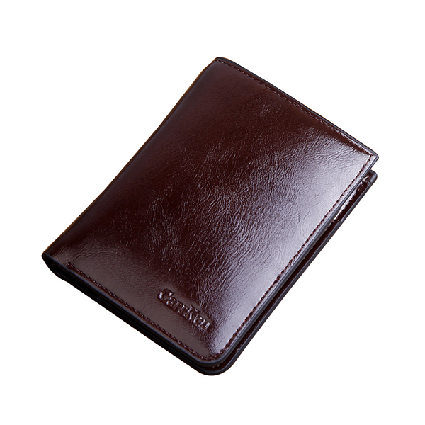 

Men Large Capacity Multifunctional Oil Wax Vintage Zipper Hasp Wallet