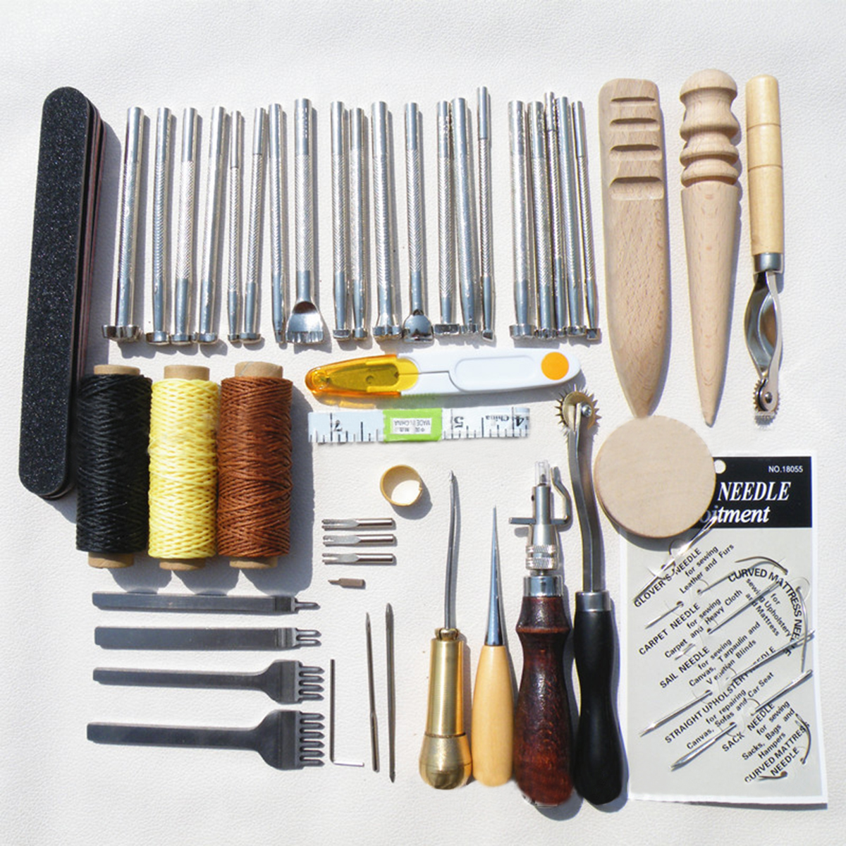 

59Pcs DIY Leather Tools Kit Hand Stitching Sewing Punch Carving Stamp Craft Set