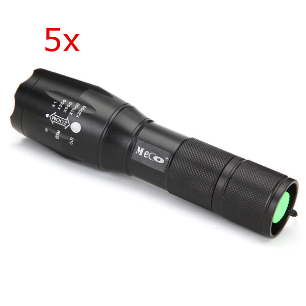 

5pcs Meco XM-L2 2000LM 5Modes Zoomable LED Flashlight 18650/AAA
