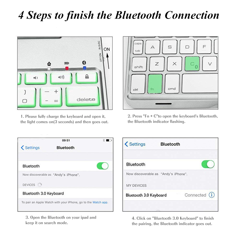 7 Colors Backlit Aluminum bluetooth Keyboard Kickstand Case For iPad Mini 2/iPad Mini 3 17