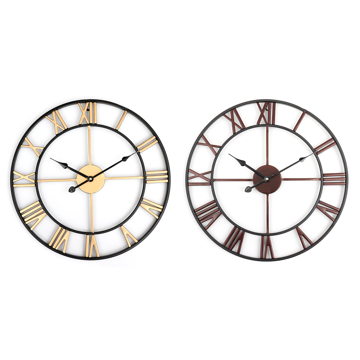 

45cm Large Wall Clock Big Roman Numerals Giant Open Face Metal For Home Outdoor Garden