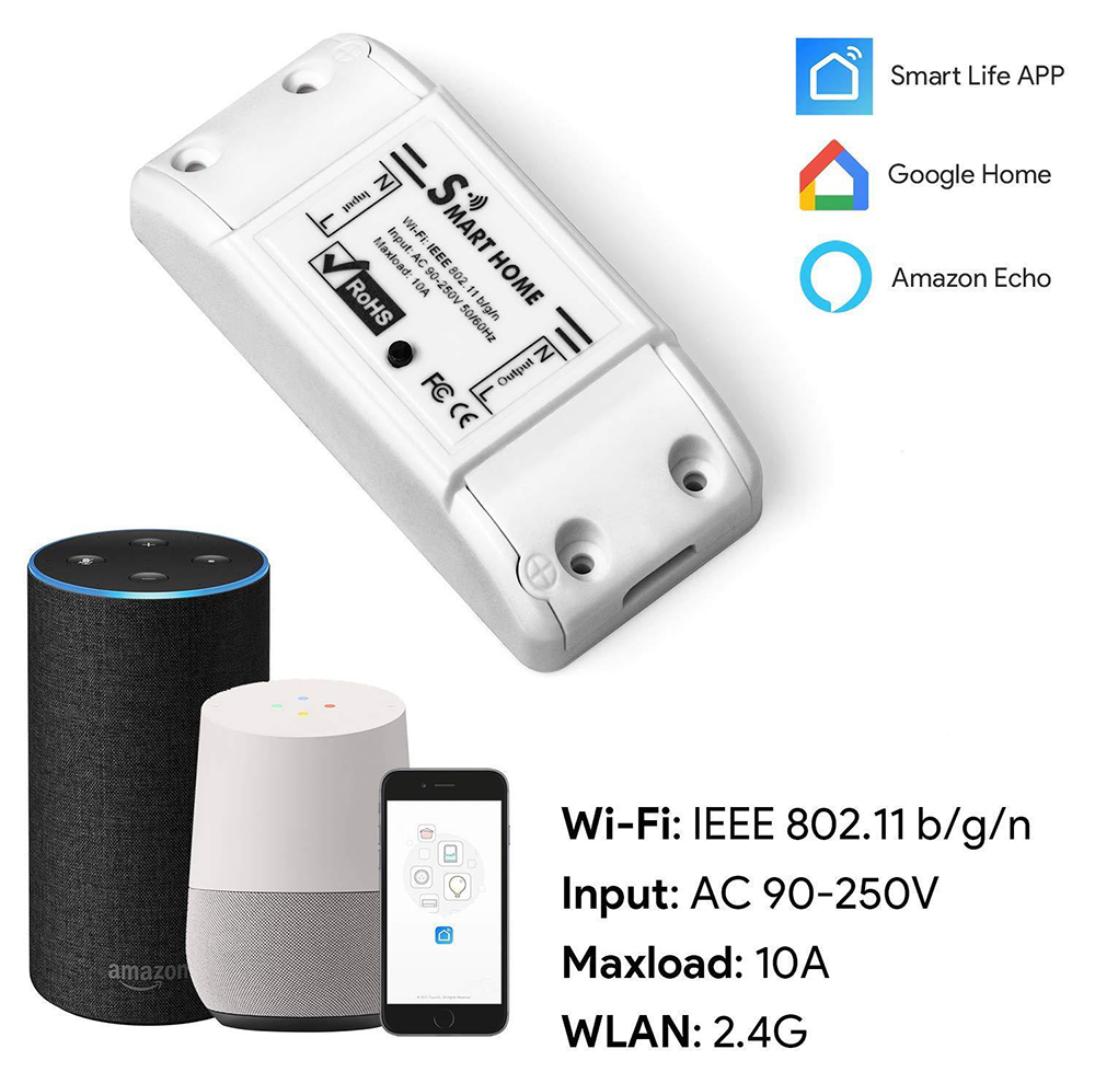 Bakeey 2000W Smart Remote Control Wifi Switch DIY Wireless Timer Automation Module Work With Tuya Smart Life APP Google Alexa 8