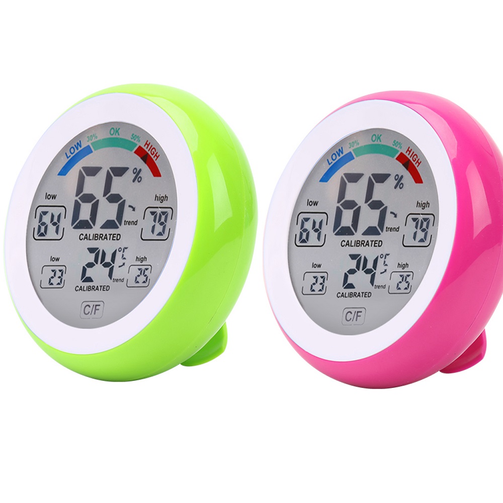 

2pcs DANIU Green+Rose Multifunctional Digital Thermometer Hygrometer Temperature Humidity Meter Touch Screen Multicolor Min Value Trend Display ℃/℉ Big Clearance