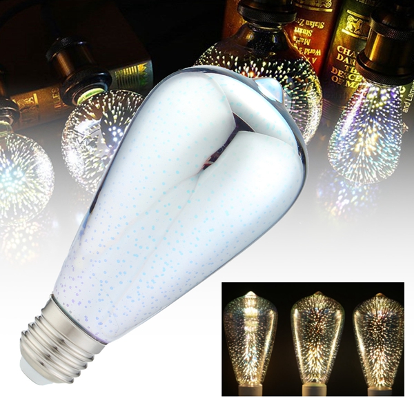 

E27 ST64 3W RGB Glass 3D Fireworks Retro Edison LED Decorative Light Bulb AC220V