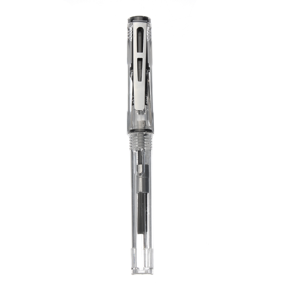 

Wingsung 9118 0.5mm Fine Nib Прозрачный фонтан Ручка с серебряным клипом Push Smooth Writing Ручка