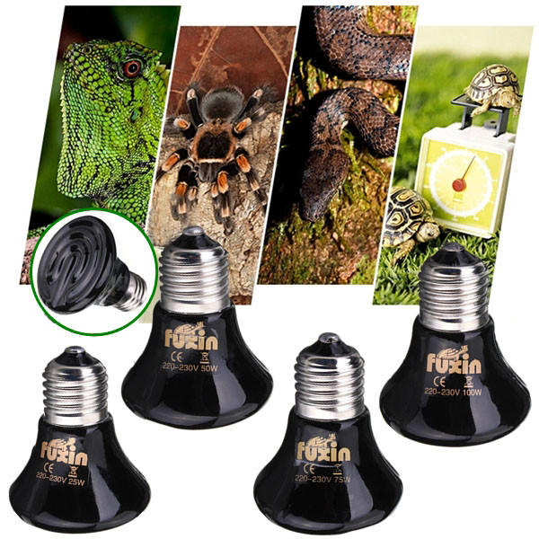 

220V Mini Black Ceramic Heat Infrared Emitter Lamp Bulb for Reptile Pet Brooder 25W/50W/75W/100W
