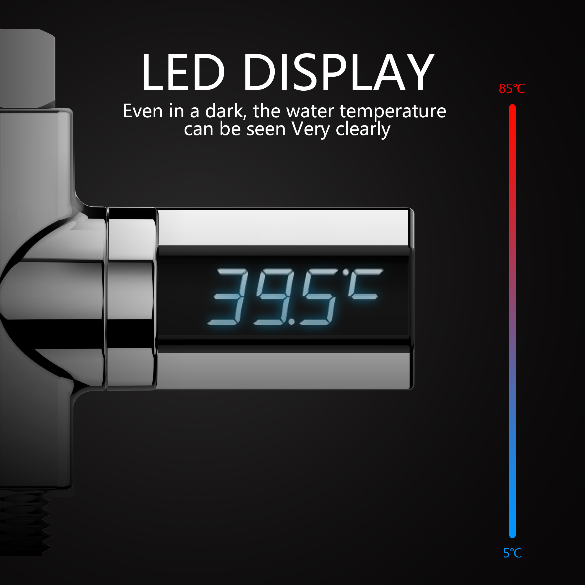 Loskii LW-102 LED Celsius Display Water Shower Thermometer Celsius Flow Self-Generating Electricity Water Temperture Meter Monitor Energy Smart Meter 9