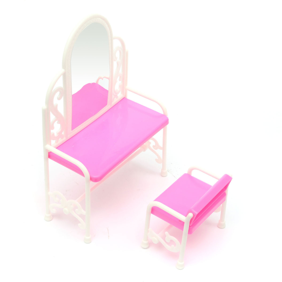 

Прекрасный Туалетный Столик Стул Набор для Барби Куклы Кукольный Домик Мебель Для Спальни Игрушки