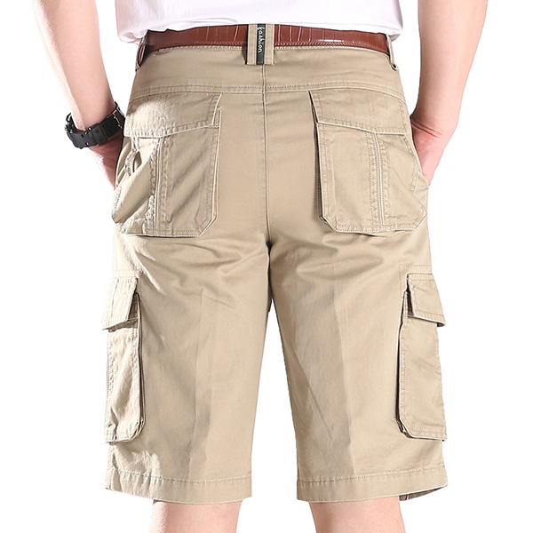 Summer mens casual quick drying multi pockets cargo pants cotton knee ...