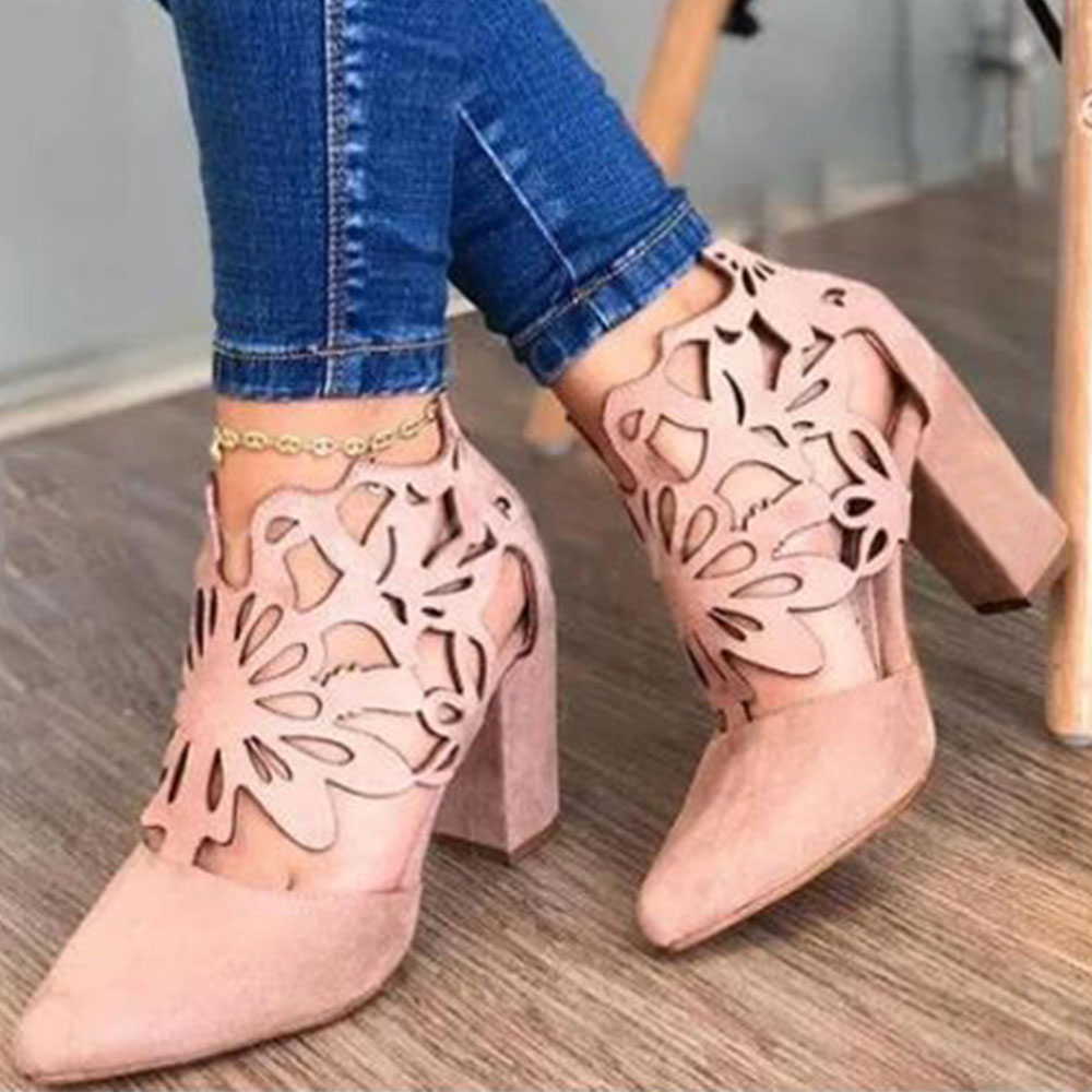 Women's Suede Ankle Boots Back Zip Pointy Toe Stilettos High Heels Casual Shoes