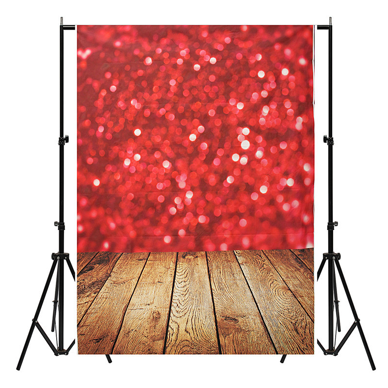 

5x7FT Vinyl Valentine's Day Red Heart Wood Floor Photography Backdrop Background Studio Prop