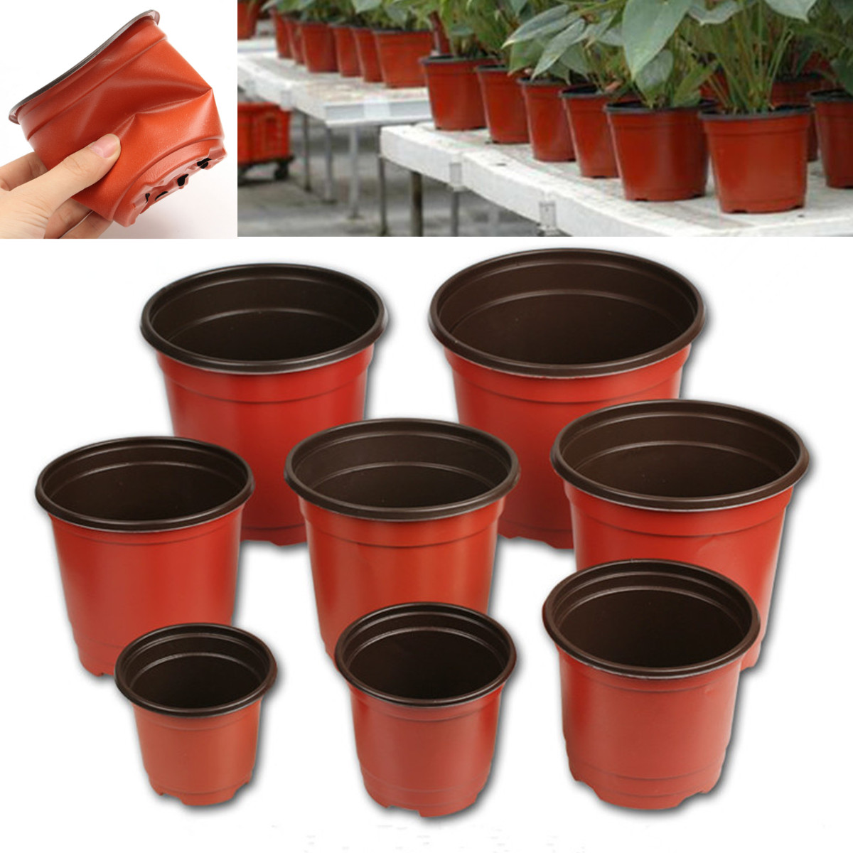 100Pcs Plastic Garden Nursery Pot Flower Terracotta Seedlings Planter Containers Set 35