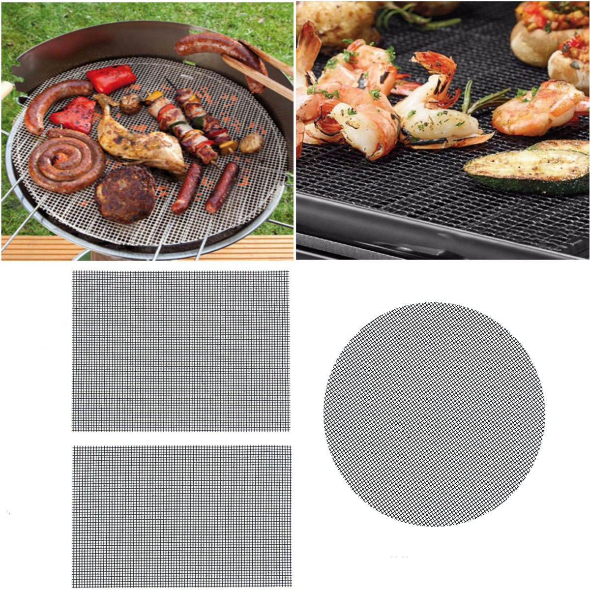 

IPRee® BBQ Heat Resistance Barbecue Grill Teflon PTFE Non Stick Replacement Mesh Wire Grid Pad