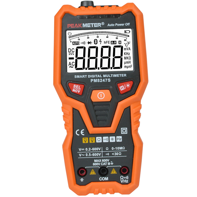 

PEAKMETER PM8247S Auto Range Professional Digital Multimeter Voltmeter Ammeter with NCV Frequency Bargraph