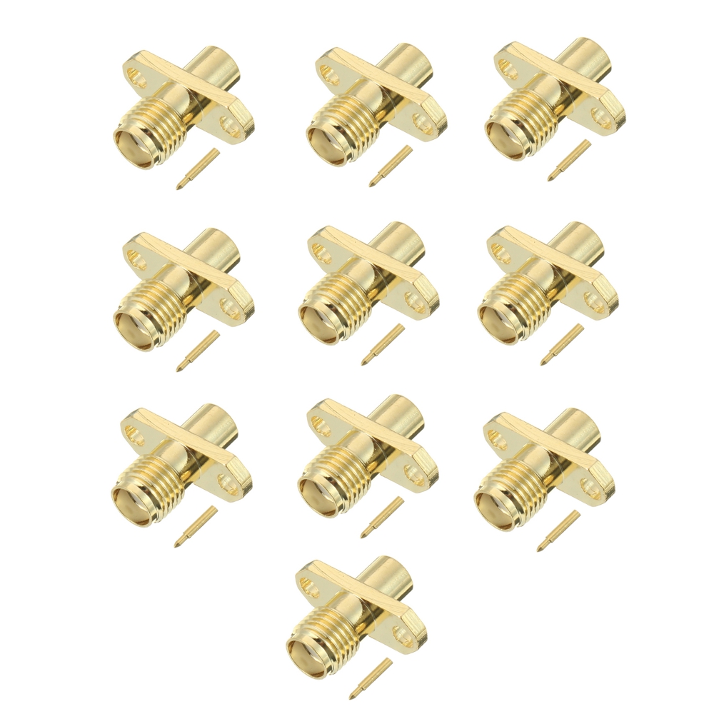 

10 PCS MA-KFD 5mm Flange Terminal Antenna Connector RP-SMA Female 2 Hole Square Plate Panel Straight