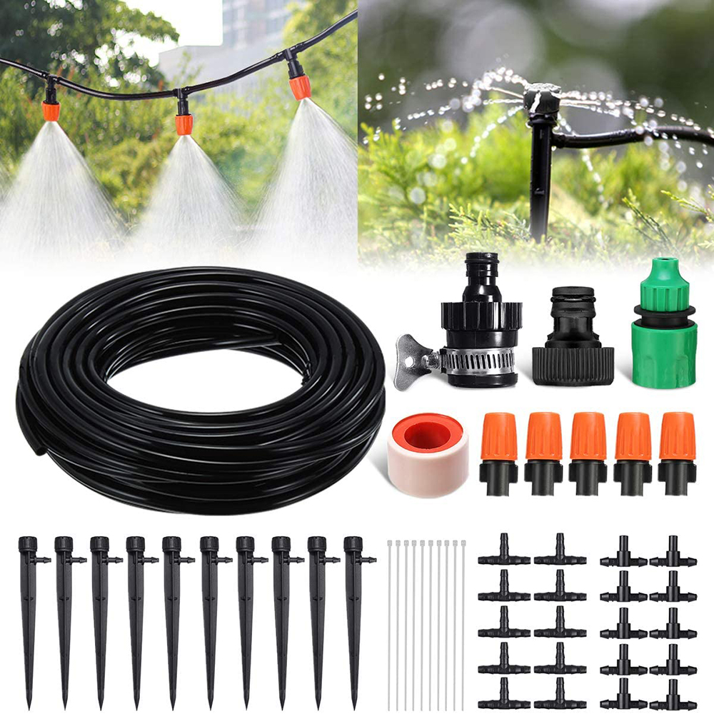DIY Micro Drip Irrigation System Plant Watering 15M Hose Tube Dripper Nozzle Kit 