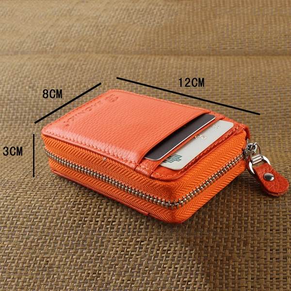 Genuine Leather Zipper 19 Card Holder Women Portable Short Purse Coin Bags