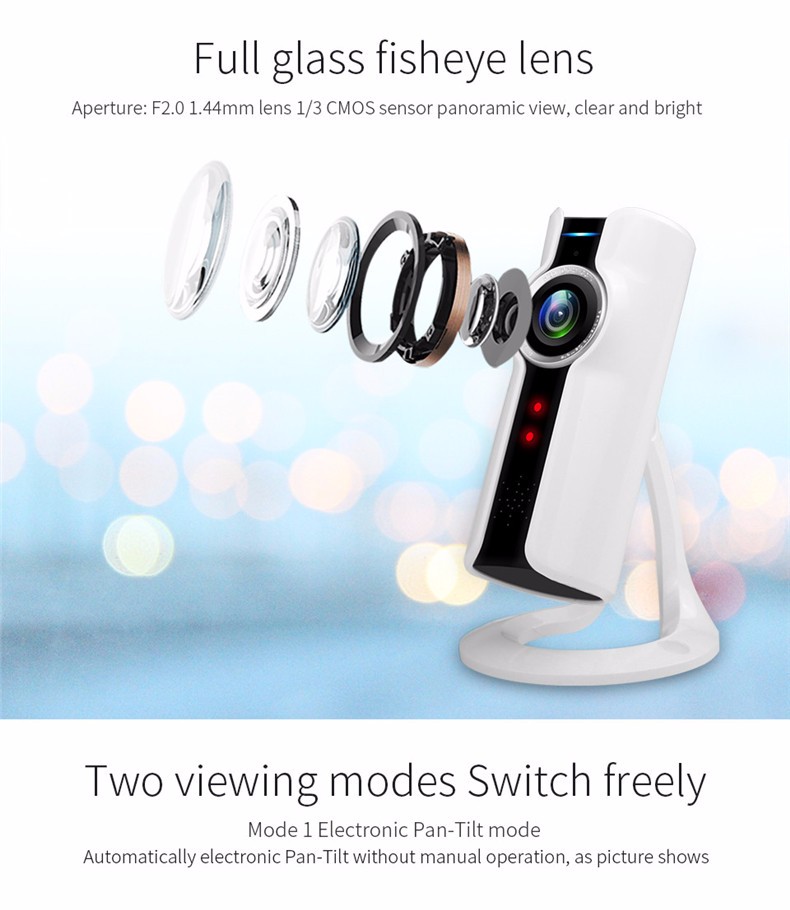 LOOSAFE 720P Panoramic Fisheye Lens IP Wireless Camera 180 Degree Hidden Pan Tilt VR IR Camera