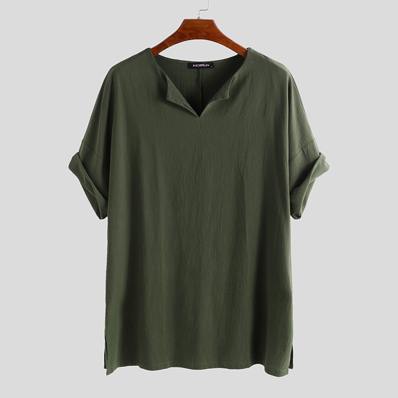 

Mens Summer Casual Loose Solid Color T-shirts Comfy Tops