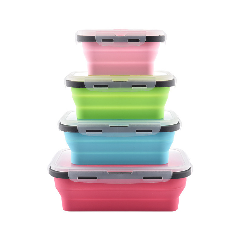 

IPRee® 4Pcs Силиконовый Обед Коробка Складной контейнер для пищевых продуктов Кемпинг Посуда для столовых приборов для п