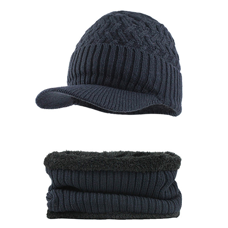 24SHOPZ Outdoor Plus Velvet Knit Hat f Set Spot Outdoor Winter Warm Ski Turtleneck Beanie Cap Earmuffs