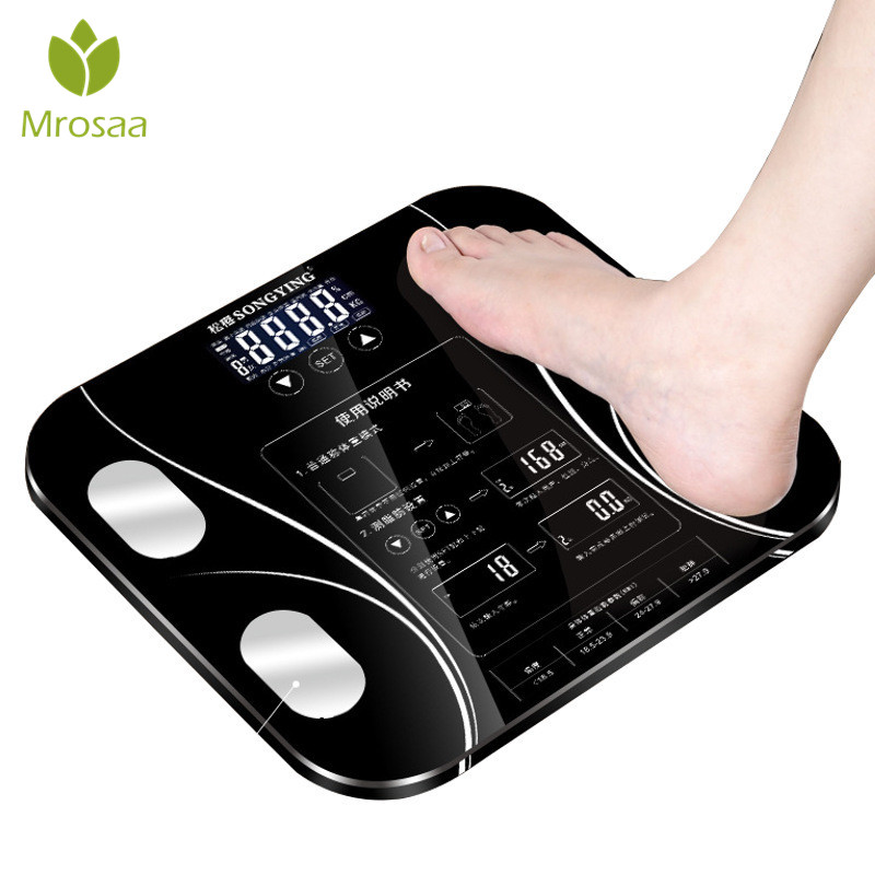 

Mrosaa Body Fat Шкала Floor Scientific Smart Electronic LED Цифровой индекс веса тела Ванная комната Баланс BMI Взвешива