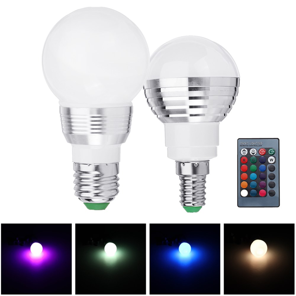 

AC85-265 3W E27 E14 Dimmable RGB LED Light Bulb+24 Key IR Remote Controller for Home Party Decor