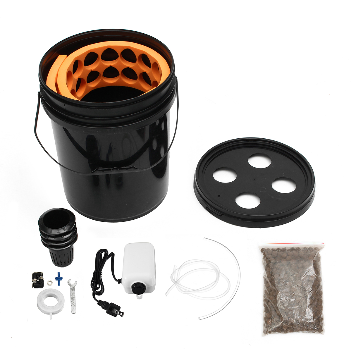 

4 Holes Hydroponic Bucket System Oxy Pot Bubbler DWC Deep Water Culture Growing Box Kit