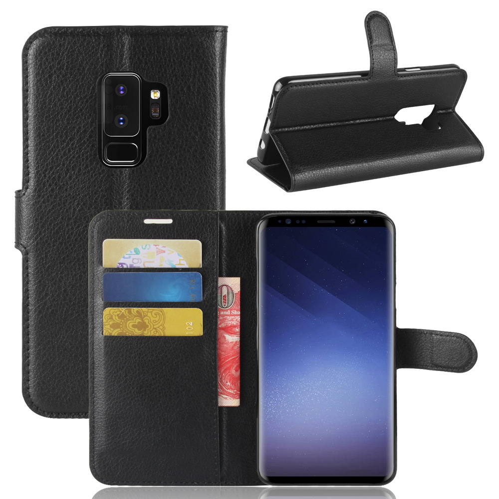 

Litchi PU Leather Flip Card Slots Bracket Wallet Case for Samsung Galaxy S9 Plus