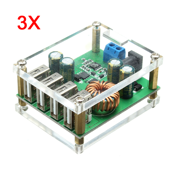 

3Pcs DC-DC Step Down Module Large Power Regulator Converter With 4 USB Interface 7V-60V Input 5V/5A Output Automatic Fast Charge Identification