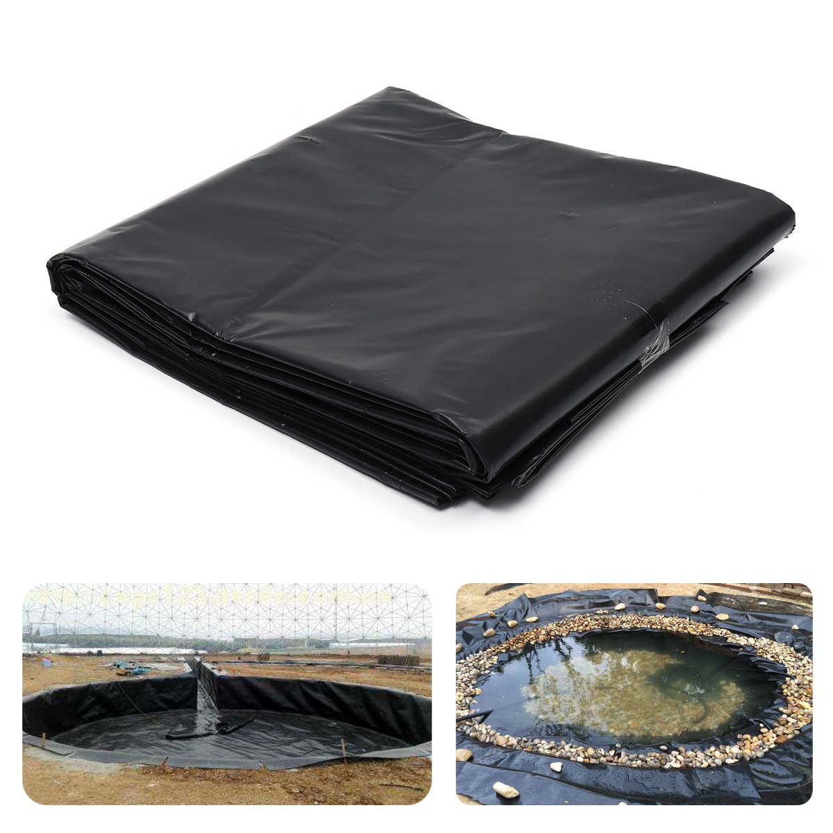 

3-30ft HDPE Fish Pond Liner Gardens Pools Tank Membrane Reinforced Landscaping Black