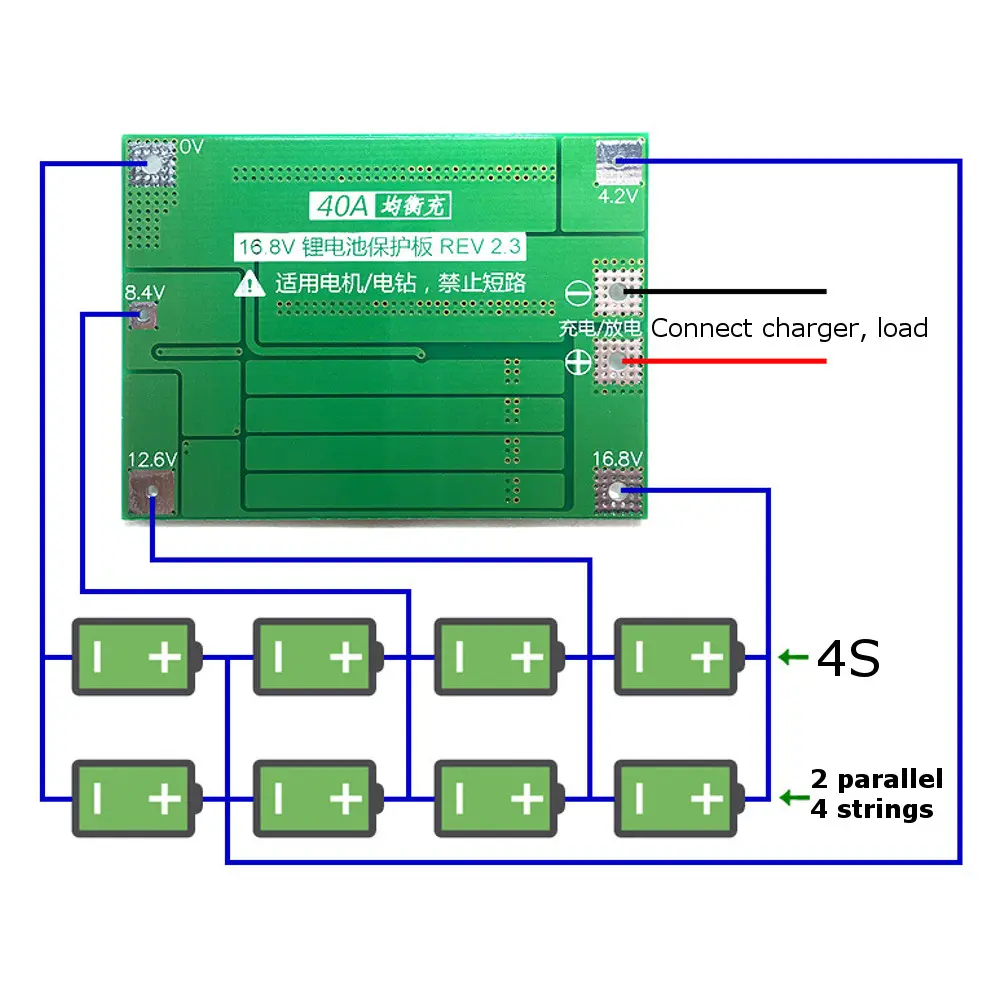 Chargeur PCB BMS4S 40A Li-ion Lithium Batterie 18650 (Balance Version)