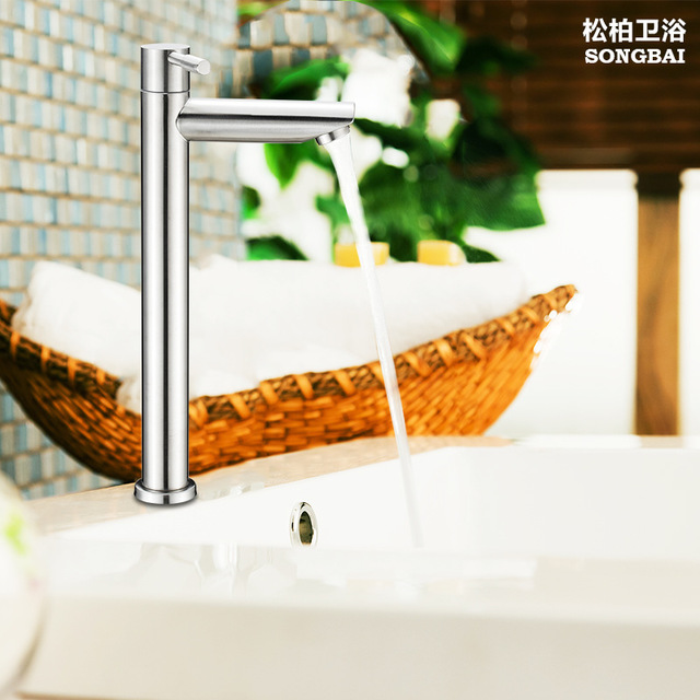 

304 Stainless Steel Single Cold Straight Tsui Bathroom Basin Basin Faucet Bathroom Single Cold Single Hole Faucet