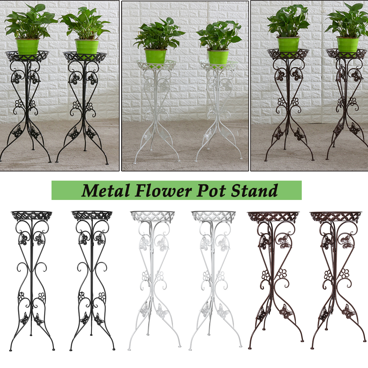 Metal Plant Display Stand Flower Pot Holder Shelf Garden Patio Indoor Outdoor 16