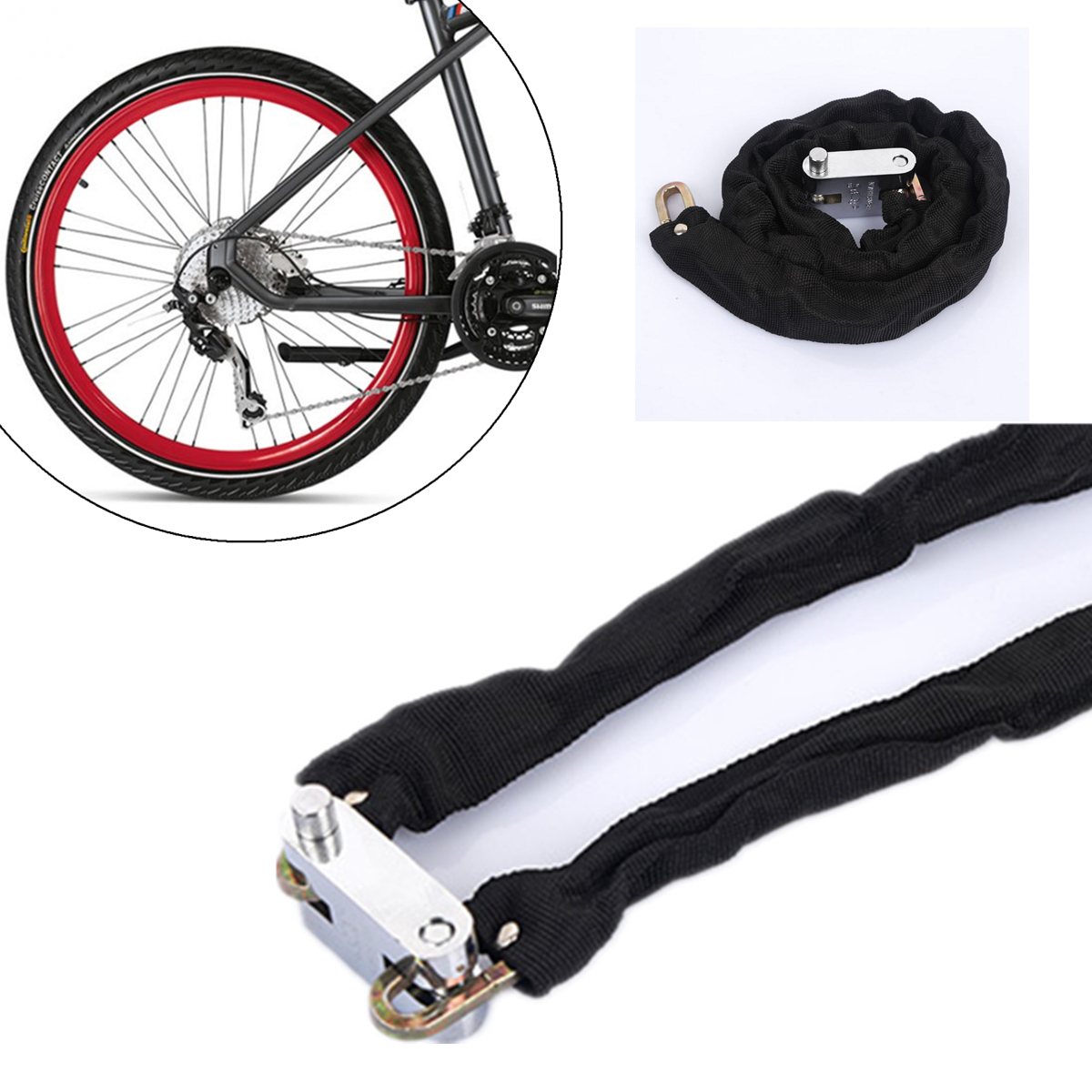 

BIKIGHT 1.2m Metal Cycling Bicycle Motorcycle Heavy Duty Chain Lock Padlock Secure Bike Lock